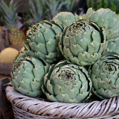 a basket of pineapples