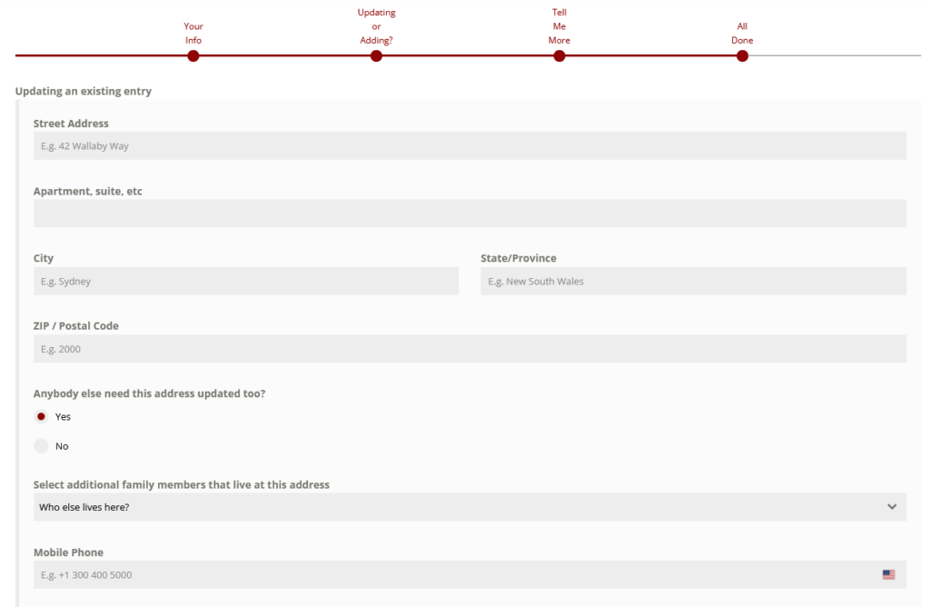 update form