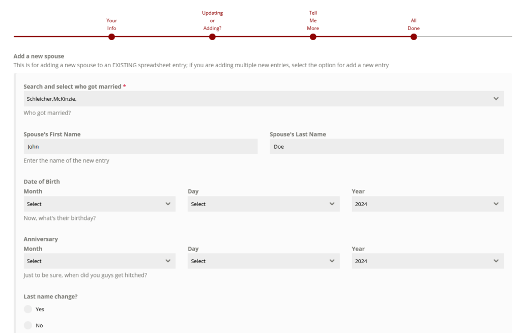 update form